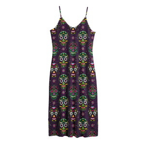 Day Of The Dead Sugar Skull Print Jersey Midi Cami Dress