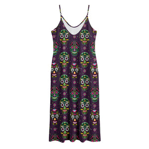 Day Of The Dead Sugar Skull Print Jersey Midi Cami Dress