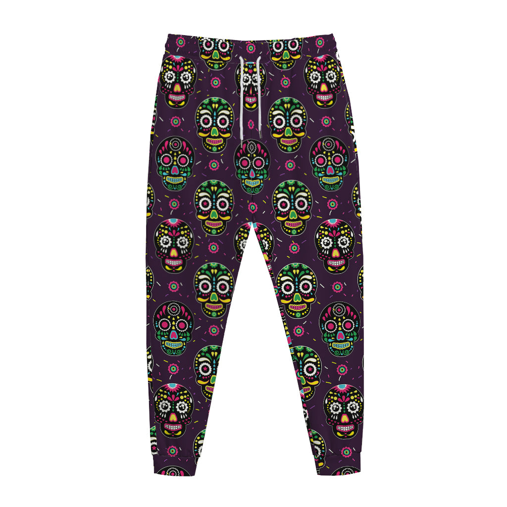 Day Of The Dead Sugar Skull Print Jogger Pants