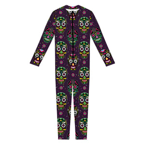 Day Of The Dead Sugar Skull Print Jumpsuit