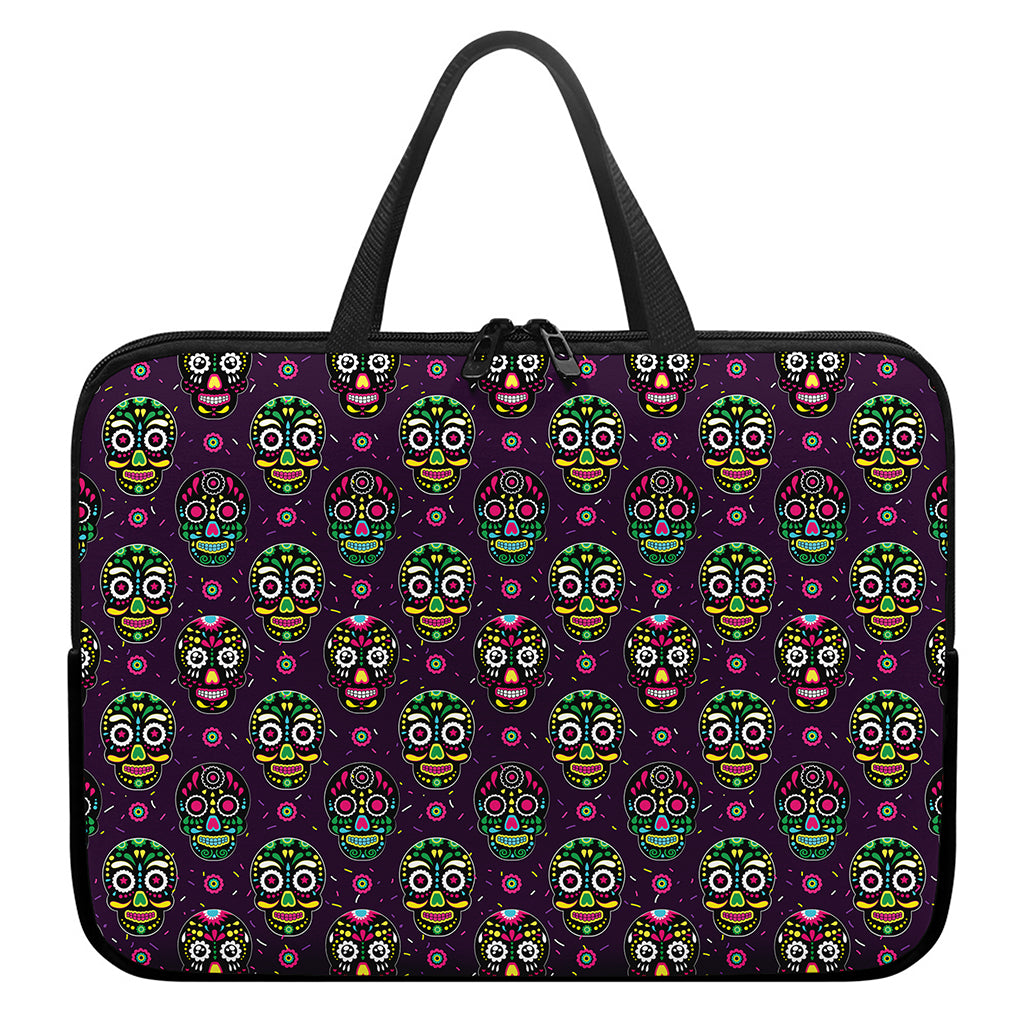 Day Of The Dead Sugar Skull Print Laptop Sleeve With Handle