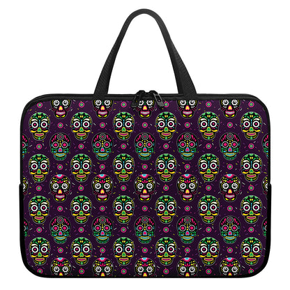 Day Of The Dead Sugar Skull Print Laptop Sleeve With Handle