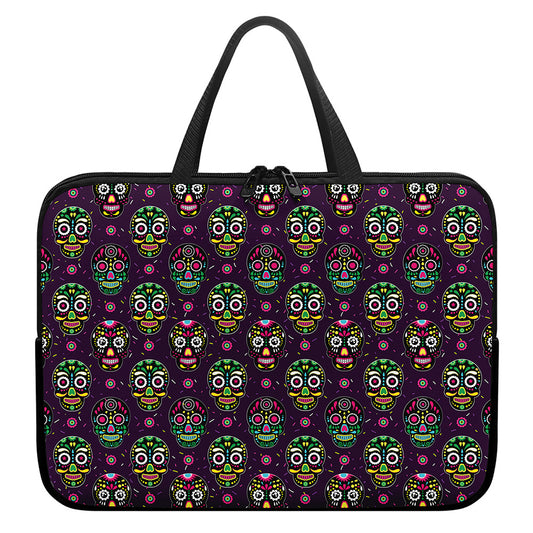 Day Of The Dead Sugar Skull Print Laptop Sleeve With Handle