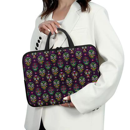 Day Of The Dead Sugar Skull Print Laptop Sleeve With Handle