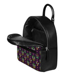 Day Of The Dead Sugar Skull Print Leather Backpack