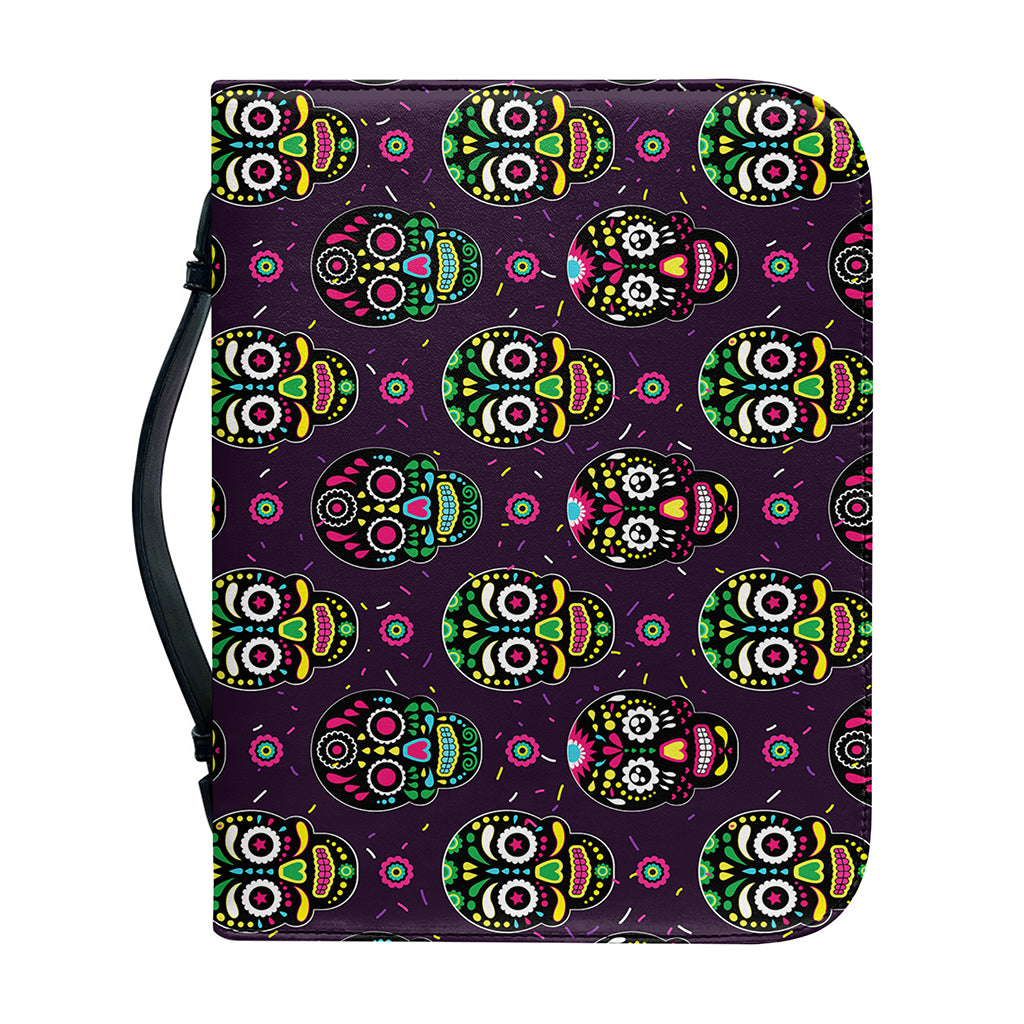 Day Of The Dead Sugar Skull Print Leather Bible Cover