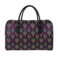 Day Of The Dead Sugar Skull Print Leather Duffel Bag