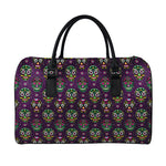 Day Of The Dead Sugar Skull Print Leather Duffle Bag