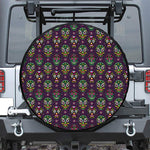 Day Of The Dead Sugar Skull Print Leather Spare Tire Cover