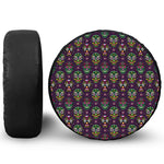 Day Of The Dead Sugar Skull Print Leather Spare Tire Cover