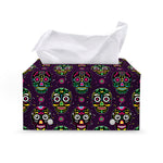 Day Of The Dead Sugar Skull Print Leather Tissue Box Cover