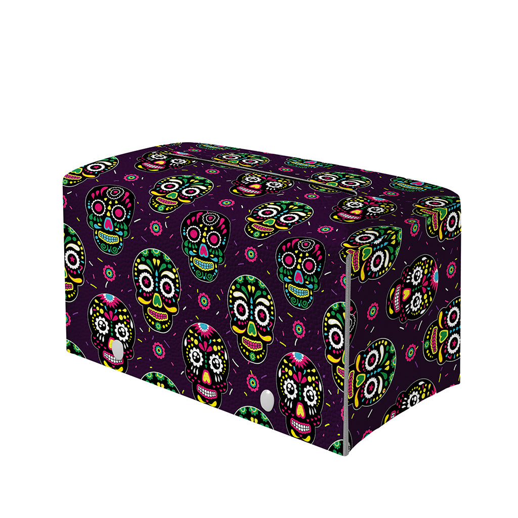 Day Of The Dead Sugar Skull Print Leather Tissue Box Cover