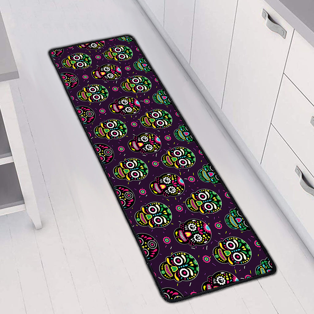 Day Of The Dead Sugar Skull Print Long Kitchen Mat