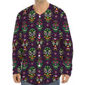 Day Of The Dead Sugar Skull Print Long Sleeve Baseball Jersey
