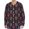 Day Of The Dead Sugar Skull Print Long Sleeve Baseball Jersey