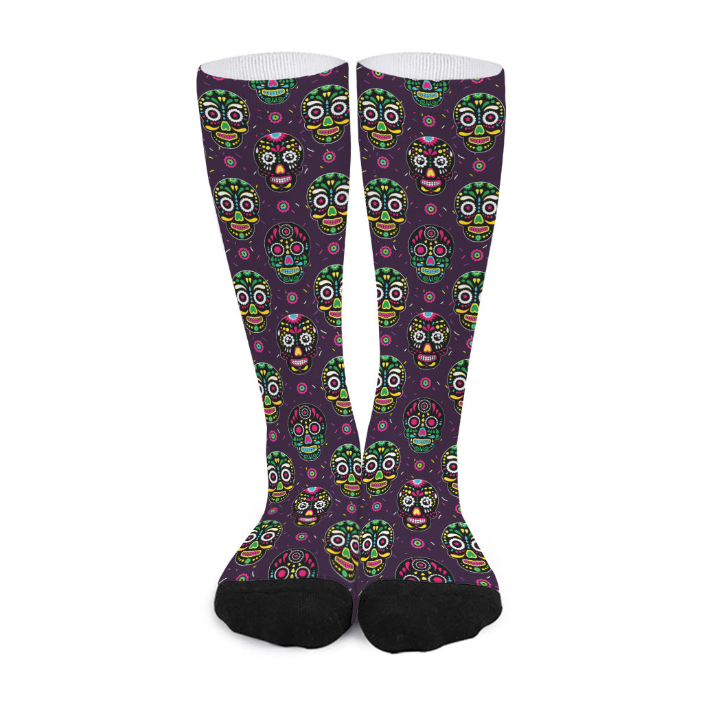 Day Of The Dead Sugar Skull Print Long Socks