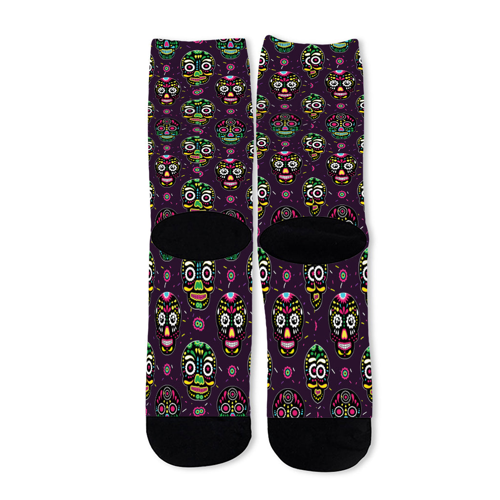 Day Of The Dead Sugar Skull Print Long Socks