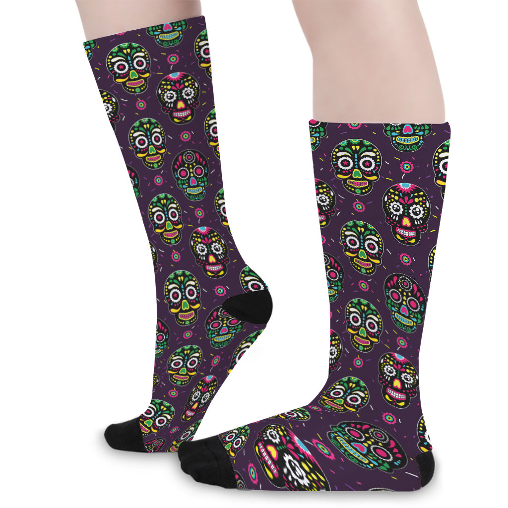 Day Of The Dead Sugar Skull Print Long Socks