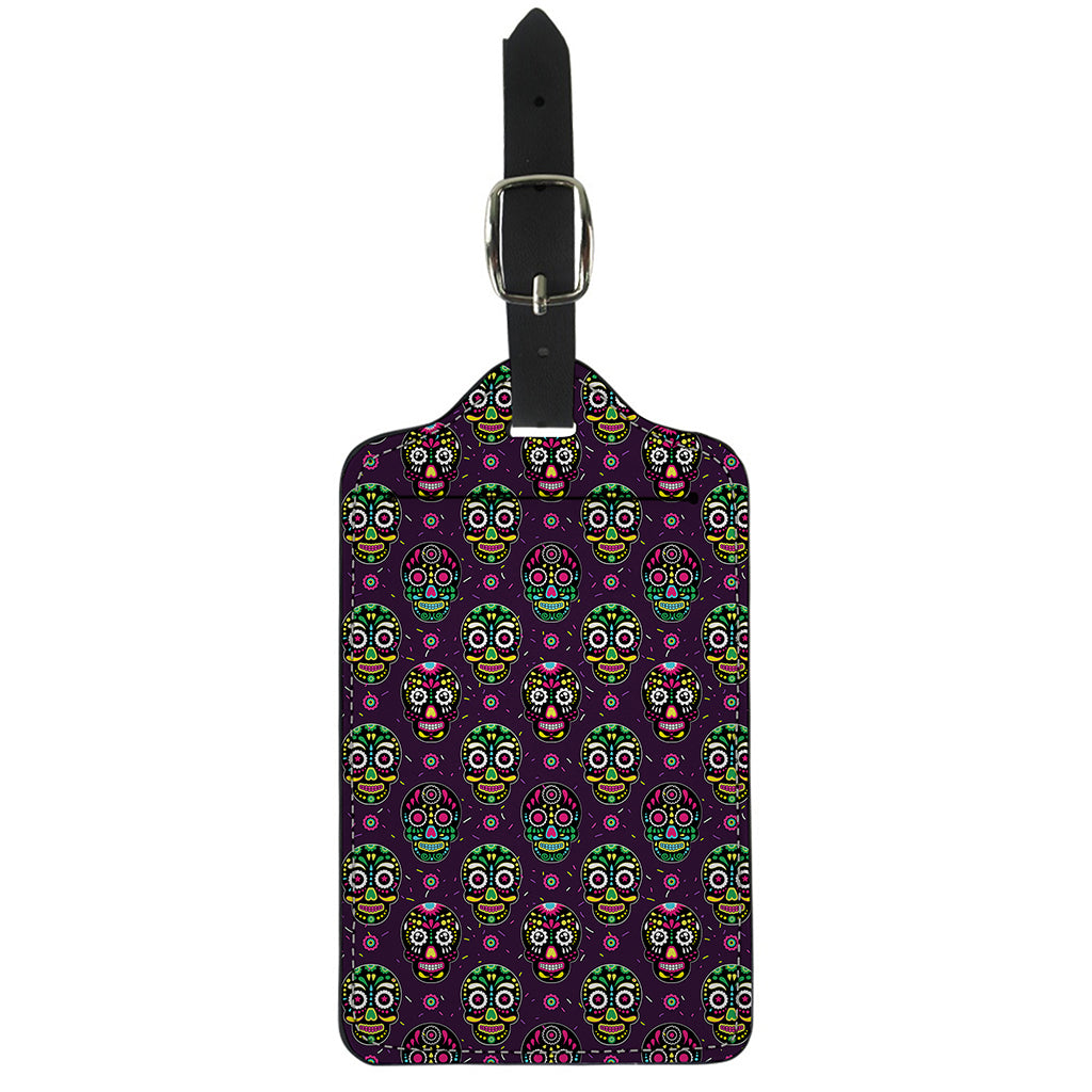 Day Of The Dead Sugar Skull Print Luggage Tag