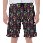 Day Of The Dead Sugar Skull Print Men's Beach Shorts