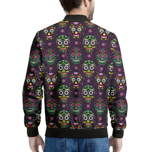 Day Of The Dead Sugar Skull Print Men's Bomber Jacket