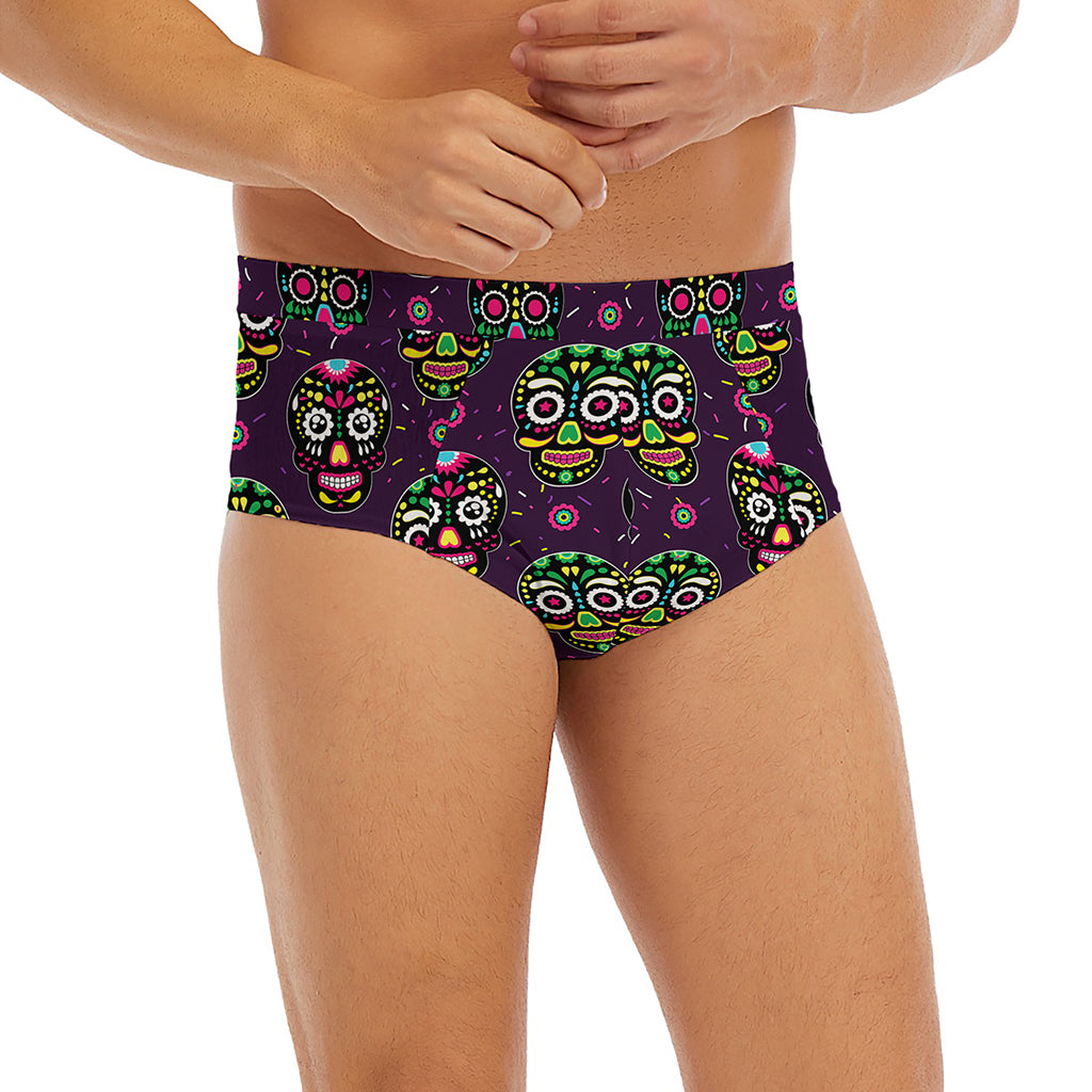 Day Of The Dead Sugar Skull Print Men's Briefs