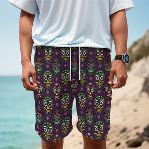 Day Of The Dead Sugar Skull Print Men's Cargo Shorts