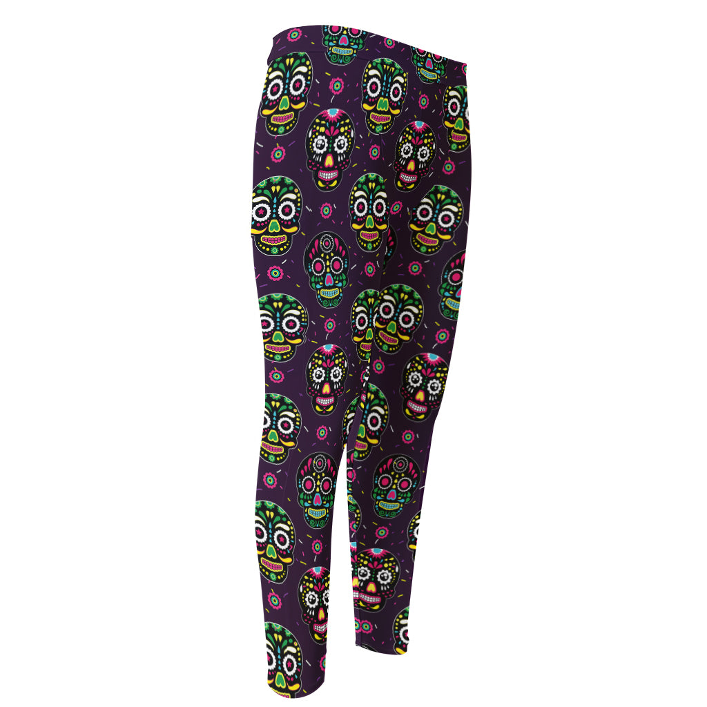 Day Of The Dead Sugar Skull Print Men's Compression Pants