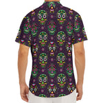 Day Of The Dead Sugar Skull Print Men's Deep V-Neck Shirt