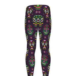 Day Of The Dead Sugar Skull Print Men's leggings