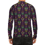 Day Of The Dead Sugar Skull Print Men's Long Sleeve Rash Guard