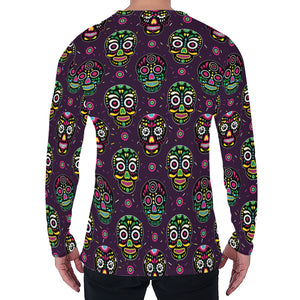 Day Of The Dead Sugar Skull Print Men's Long Sleeve T-Shirt