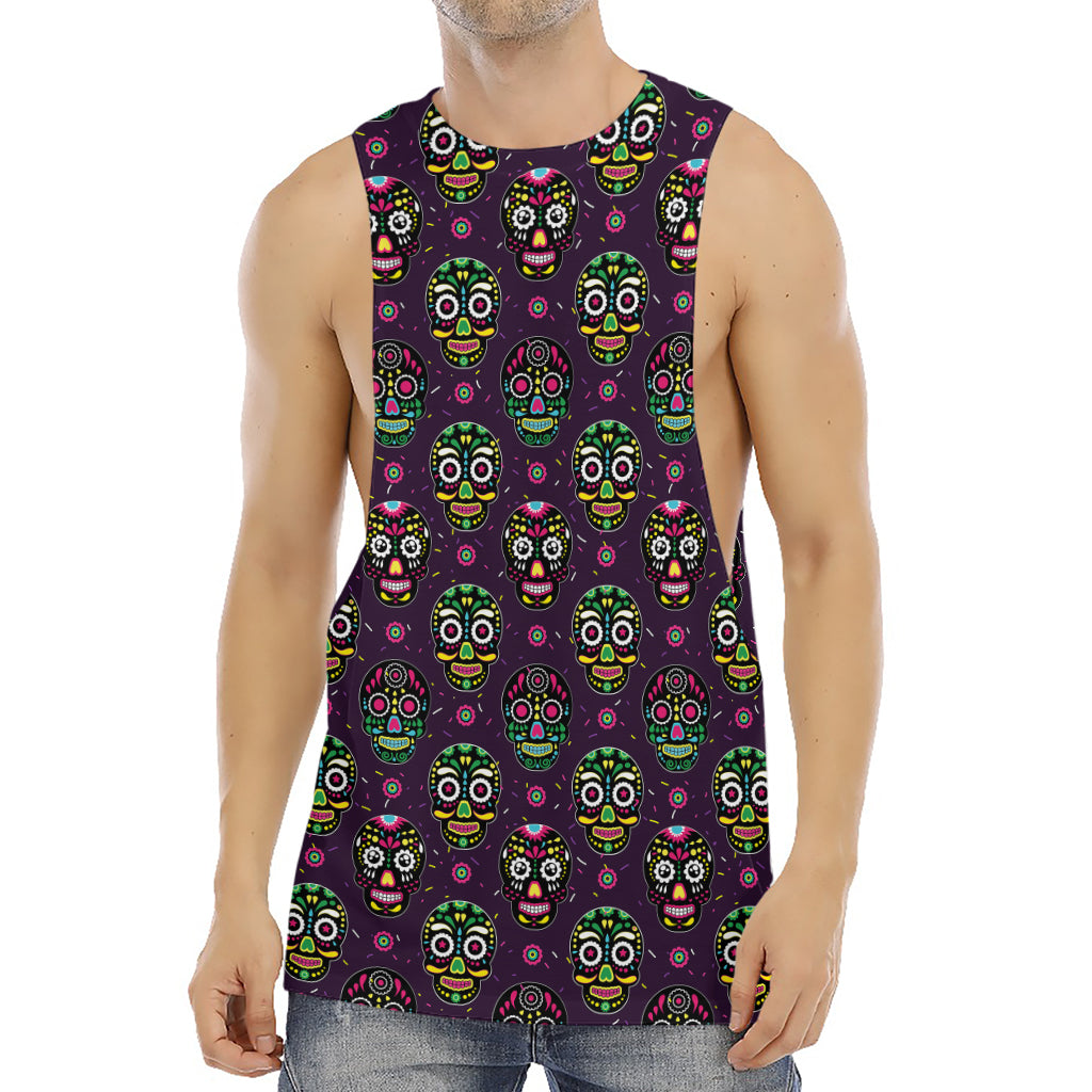Day Of The Dead Sugar Skull Print Men's Muscle Tank Top