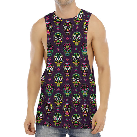 Day Of The Dead Sugar Skull Print Men's Muscle Tank Top