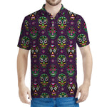 Day Of The Dead Sugar Skull Print Men's Polo Shirt