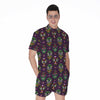 Day Of The Dead Sugar Skull Print Men's Rompers