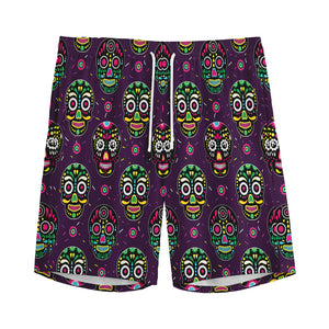 Day Of The Dead Sugar Skull Print Men's Sports Shorts