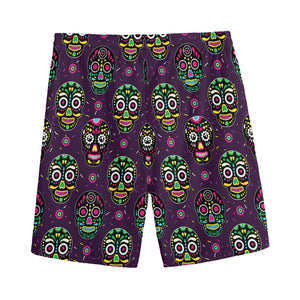 Day Of The Dead Sugar Skull Print Men's Sports Shorts