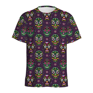 Day Of The Dead Sugar Skull Print Men's Sports T-Shirt