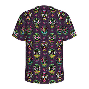 Day Of The Dead Sugar Skull Print Men's Sports T-Shirt