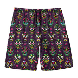 Day Of The Dead Sugar Skull Print Men's Swim Trunks