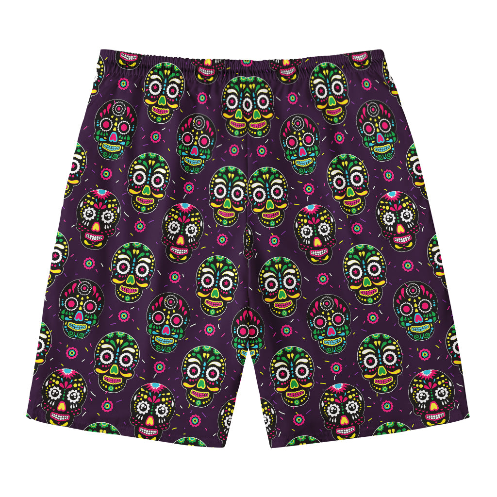 Day Of The Dead Sugar Skull Print Men's Swim Trunks