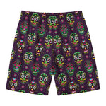 Day Of The Dead Sugar Skull Print Men's Swim Trunks