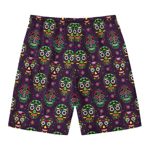 Day Of The Dead Sugar Skull Print Men's Swim Trunks