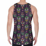 Day Of The Dead Sugar Skull Print Men's Velvet Tank Top