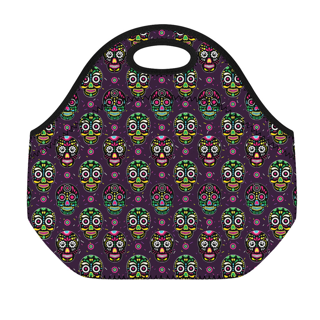 Day Of The Dead Sugar Skull Print Neoprene Lunch Bag