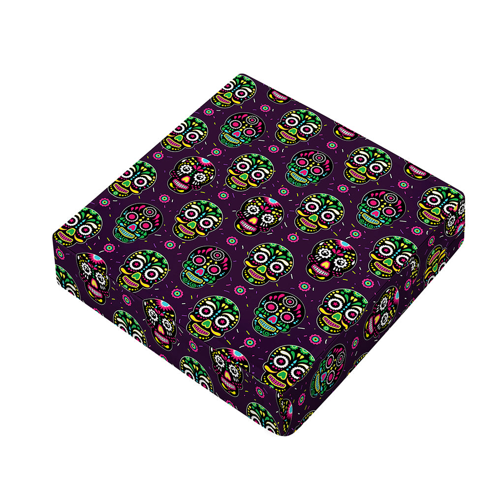 Day Of The Dead Sugar Skull Print Outdoor Seat Cushion Cover