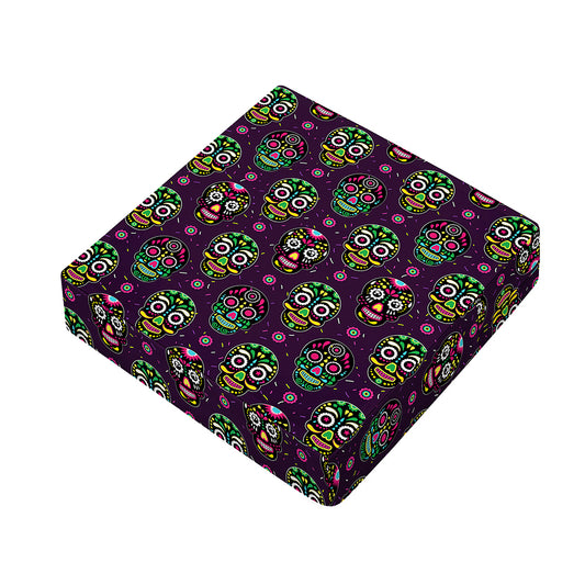Day Of The Dead Sugar Skull Print Outdoor Seat Cushion Cover