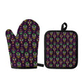 Day Of The Dead Sugar Skull Print Oven Mitt And Pot Holder Set