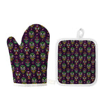 Day Of The Dead Sugar Skull Print Oven Mitt And Pot Holder Set